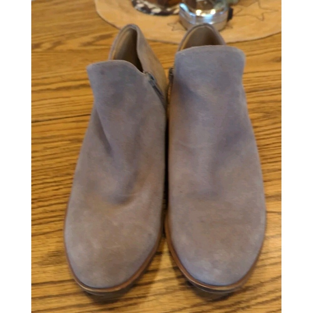 Lucky Brand Women's 9.5 M Gray Leather Zip Ankle Booties Boots Brixlee Low 1.75" - Picture 2 of 9